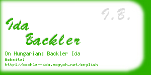 ida backler business card